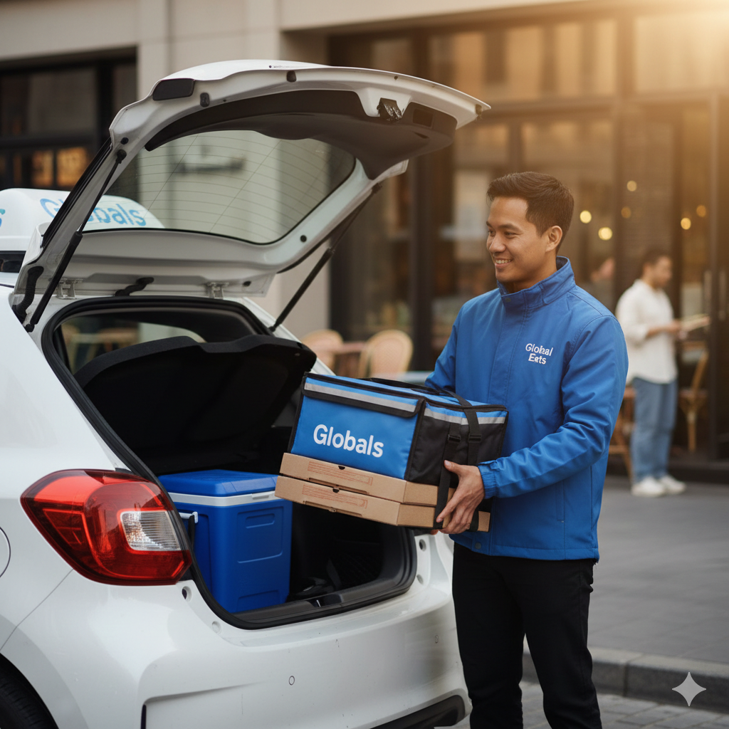 car food delivery boy